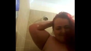 Busty housewife taking bath naked self made